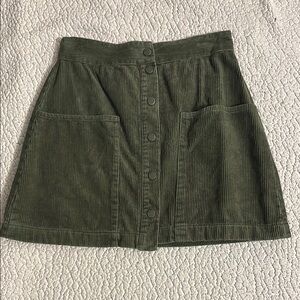 Green Corduroy Mini Skirt